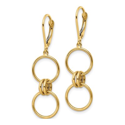 14K Yellow Gold Circle Leverback Earrings – view 3
