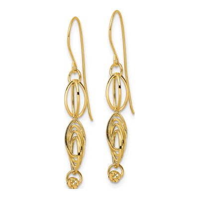 14K Yellow Gold Oval Link Dangle Earrings – view 3