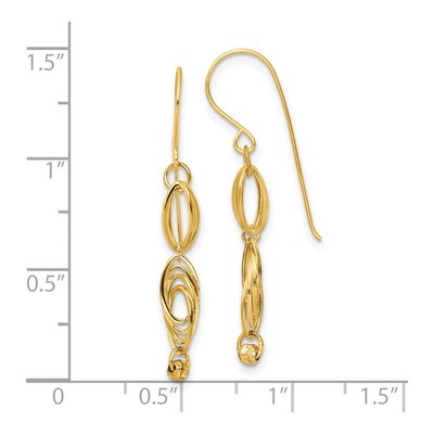 14K Yellow Gold Oval Link Dangle Earrings – view 4