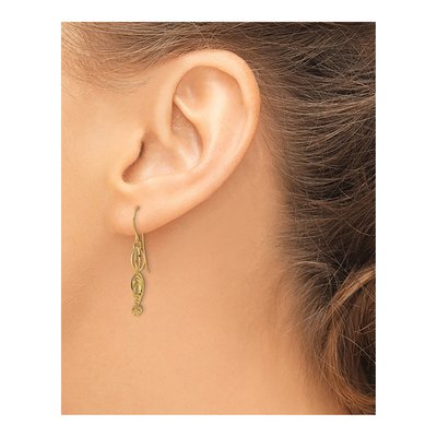 14K Yellow Gold Oval Link Dangle Earrings – view 5