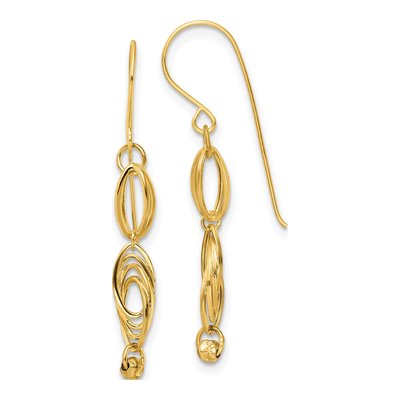 14K Yellow Gold Oval Link Dangle Earrings