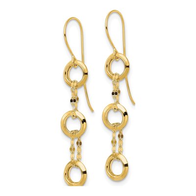 14K Yellow Gold Three Circle Dangle Earrings – view 3