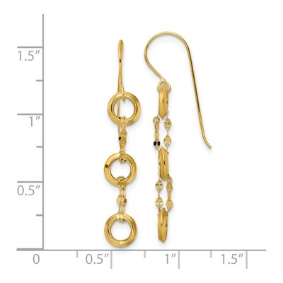 14K Yellow Gold Three Circle Dangle Earrings – view 4