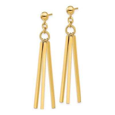 14K Yellow Gold 3-Bar Dangle Earrings – view 2