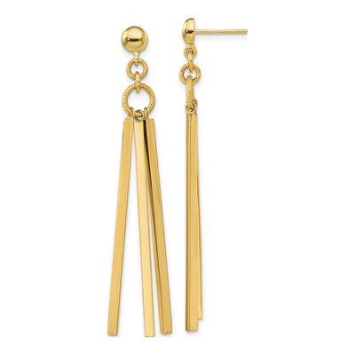 14K Yellow Gold 3-Bar Dangle Earrings