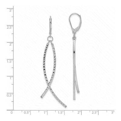 14K White Gold Diamond-Cut Curved Bar Leverback Earrings – view 3