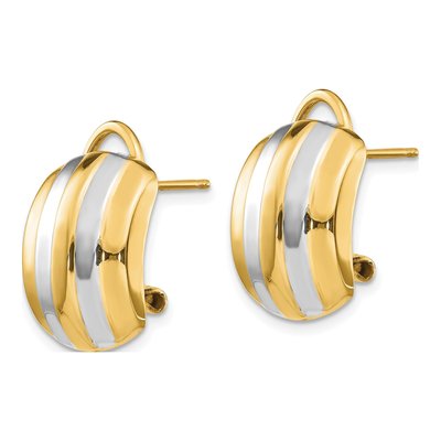 14K Yellow Gold Ribbed Omega Back Stud Earrings – view 3