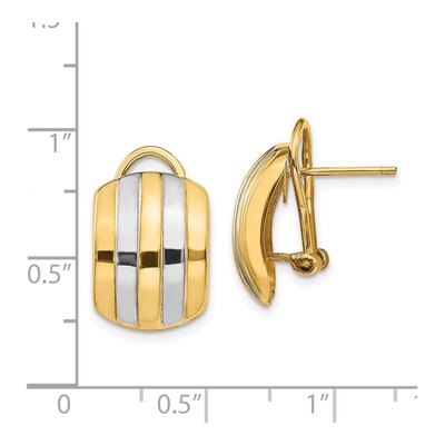 14K Yellow Gold Ribbed Omega Back Stud Earrings – view 5