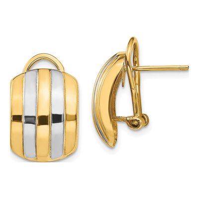 14K Yellow Gold Ribbed Omega Back Stud Earrings