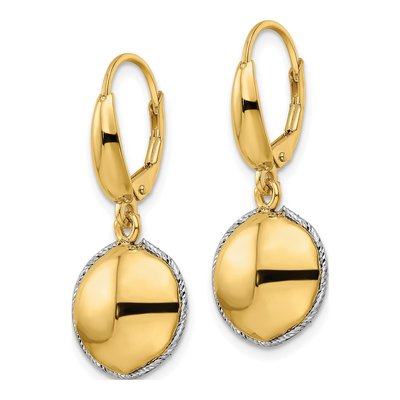 14K Two-Tone Gold Criss Cross Leverback Earrings – view 3