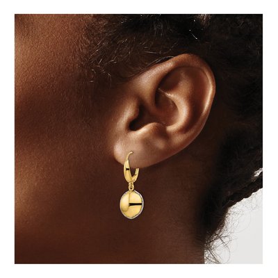 14K Two-Tone Gold Criss Cross Leverback Earrings – view 5