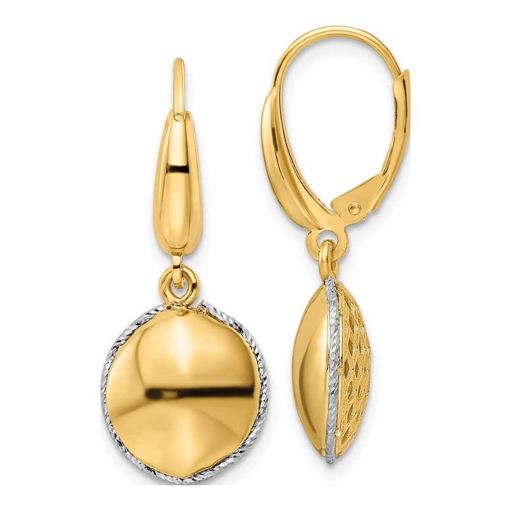 14K Two-Tone Gold Criss Cross Leverback Earrings