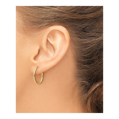 14K Yellow Gold 20mm Diamond-Cut Endless Hoop Earrings – view 3