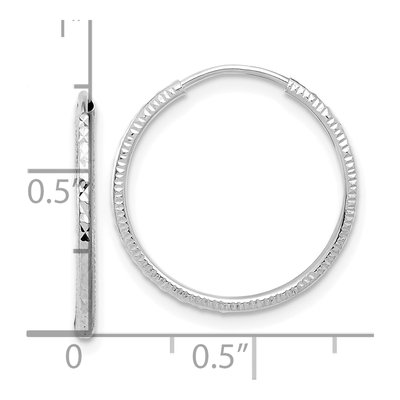 14K White Gold 20mm Diamond-Cut Endless Hoop Earrings – view 4