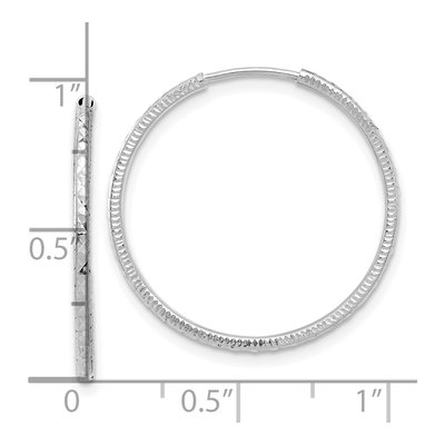 14K White Gold 25mm Diamond-Cut Endless Hoop Earrings – view 4