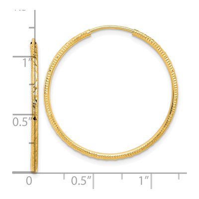 14K Yellow Gold 30mm Diamond-Cut Endless Tube Hoop Earrings – view 4