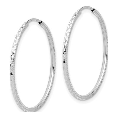 14K White Gold 30mm Endless Hoop Earrings – view 2