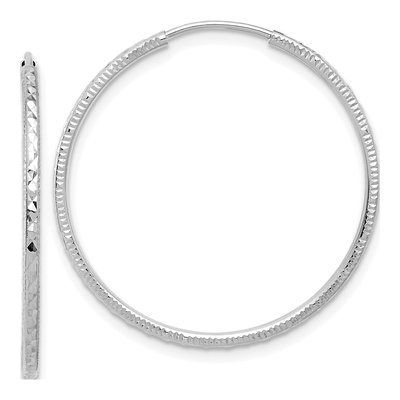 14K White Gold 30mm Endless Hoop Earrings