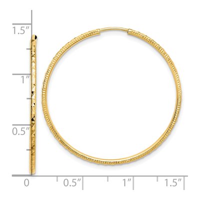 14K Yellow Gold 35mm Diamond-Cut Endless Hoop Earrings – view 4