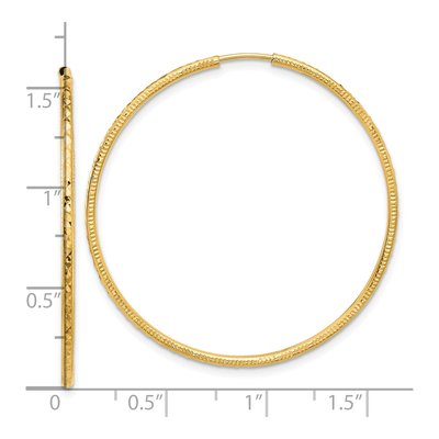 14K Yellow Gold 40mm Diamond-Cut Endless Hoop Earrings – view 4