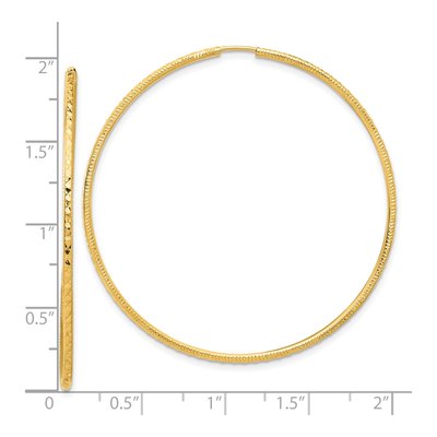 14K Yellow Gold 50mm Diamond-Cut Endless Hoop Earrings – view 4
