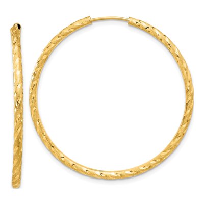 14K Yellow Gold 40mm Diamond-Cut Endless Tube Hoop Earrings