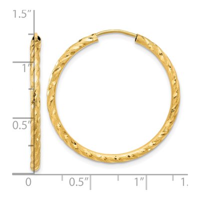14K Yellow Gold 30mm Diamond-Cut Endless Hoop Earrings – view 4