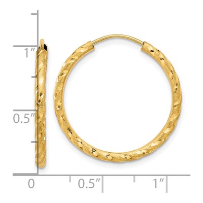 14K Yellow Gold 25mm Diamond-Cut Endless Hoop Earrings – view 4