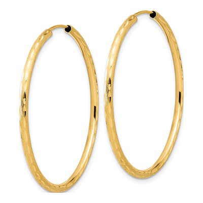 14K Yellow Gold 40mm Diamond-Cut Endless Hoop Earrings – view 2