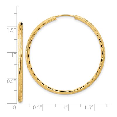 14K Yellow Gold 40mm Diamond-Cut Endless Hoop Earrings – view 4