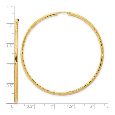 14K Yellow Gold 55mm Diamond-Cut Endless Tube Hoop Earrings – view 4