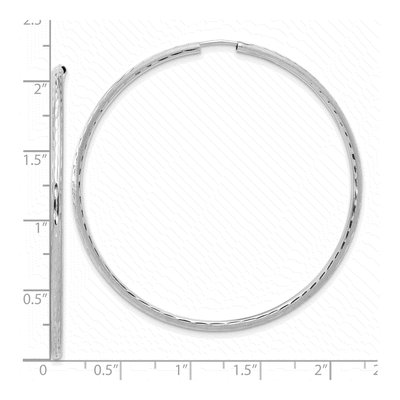 14K White Gold 55mm Diamond-Cut Endless Tube Hoop Earrings – view 4
