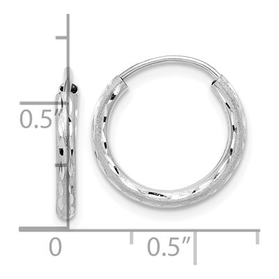 14K White Gold 16mm Diamond-Cut Endless Hoop Earrings – view 4