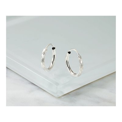 14K White Gold 16mm Diamond-Cut Endless Hoop Earrings – view 5