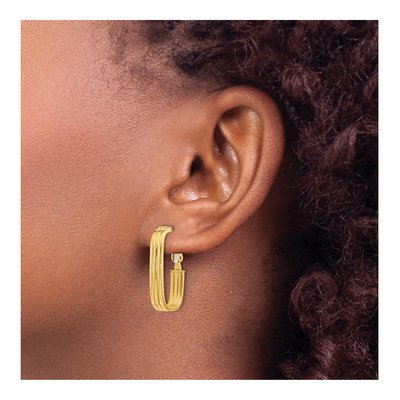 14K Yellow Gold 25mm Oval Tube Hoop Earrings – view 3