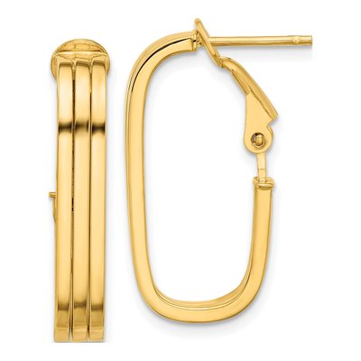 14K Yellow Gold 25mm Oval Tube Hoop Earrings