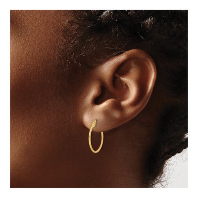 14K Yellow Gold 19mm Knife-Edge Tube Hoop Earrings – view 3