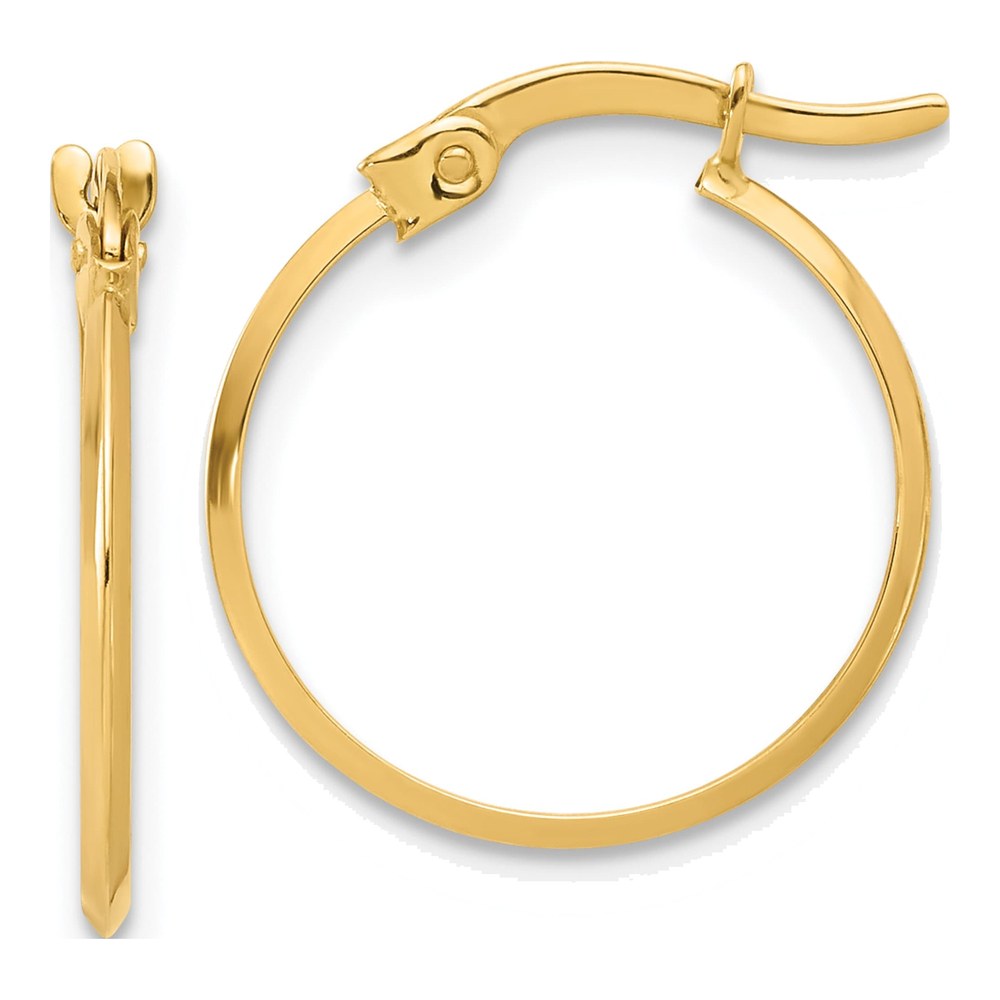 14K Yellow Gold 19mm Knife-Edge Tube Hoop Earrings