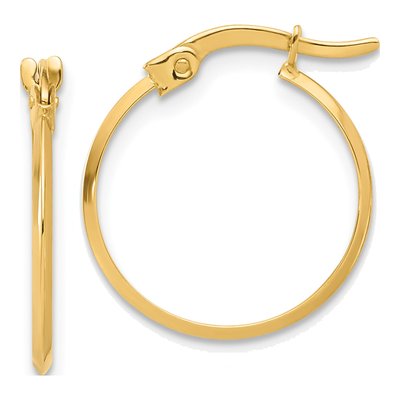 14K Yellow Gold 19mm Knife-Edge Tube Hoop Earrings