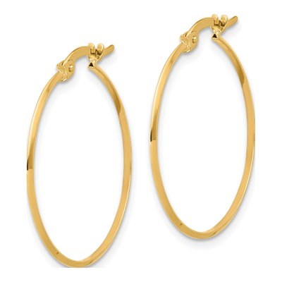14K Yellow Gold 27mm Knife-Edge Tube Hoop Earrings – view 2