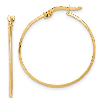 14K Yellow Gold 27mm Knife-Edge Tube Hoop Earrings