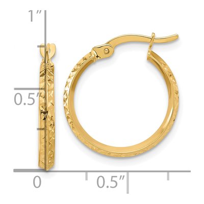 14K Yellow Gold 20mm Diamond-Cut Knife-Edge Hoop Earrings – view 4