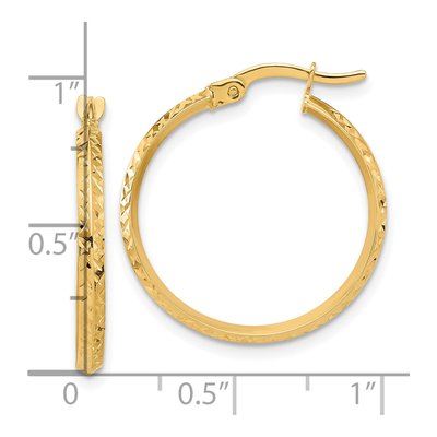 14K Yellow Gold 25mm Diamond-Cut Knife-Edge Hoop Earrings – view 4