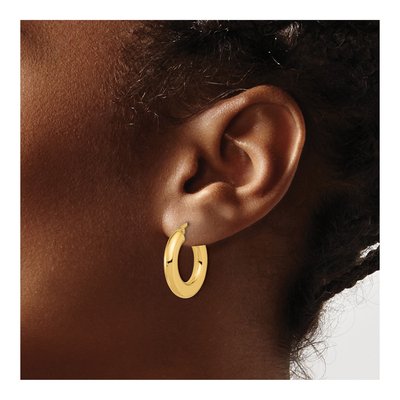 14K Yellow Gold 23mm Tube Hoop Earrings – view 3