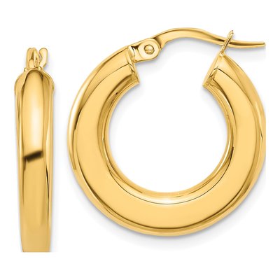 14K Yellow Gold 23mm Tube Hoop Earrings