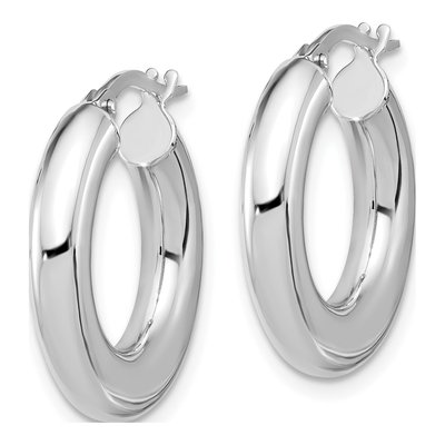 14K White Gold 23mm Tube Hoop Earrings – view 2