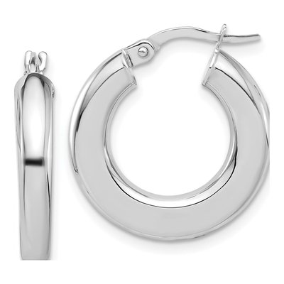 14K White Gold 23mm Tube Hoop Earrings