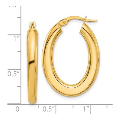14K Yellow Gold Tube Oval Hoop Earrings – view 4