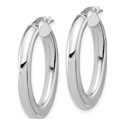 14K White Gold Oval Tube Hoop Earrings – view 2