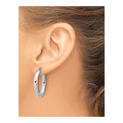 14K White Gold Oval Tube Hoop Earrings – view 3